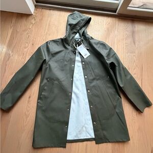 Men's Stutterheim Green Hooded Rain Jacket sz XL
